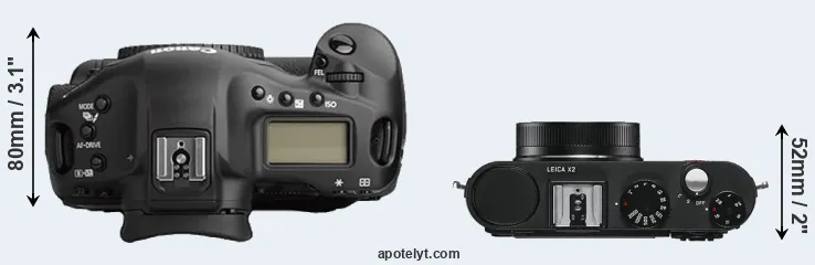 Compare 1Ds Mark II versus X2 top