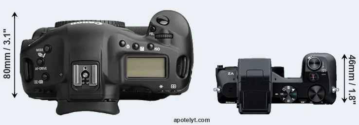 Compare 1Ds Mark II versus V2 top