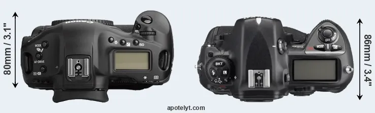 Compare 1Ds Mark II versus D2Xs top