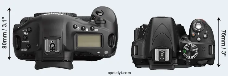Compare 1Ds Mark II versus D3300 top