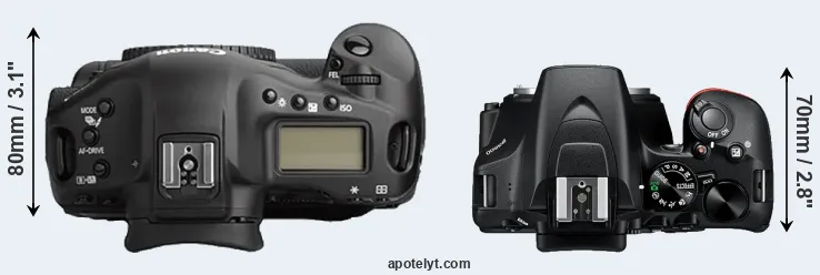 Compare 1Ds Mark II versus D3500 top