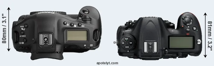 Compare 1Ds Mark II versus D500 top