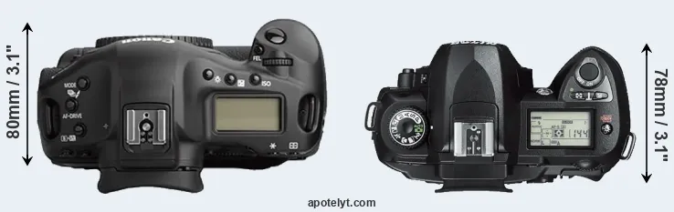 Compare 1Ds Mark II versus D70s top