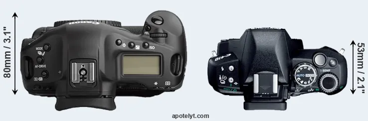 Compare 1Ds Mark II versus E-410 top
