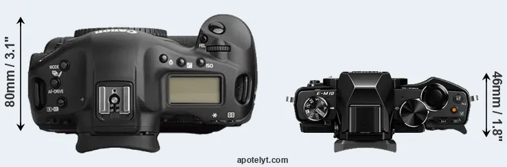 Compare 1Ds Mark II versus E-M10 top