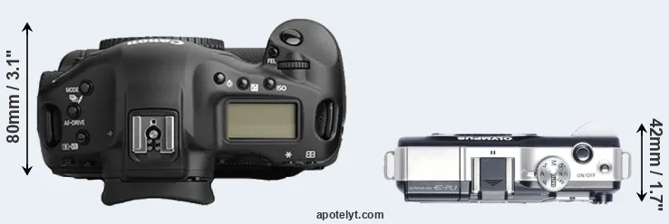 Compare 1Ds Mark II versus E-PL1 top