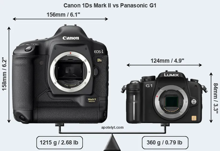 Size Canon 1Ds Mark II vs Panasonic G1