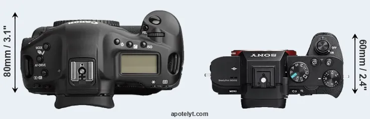 Compare 1Ds Mark II versus A7 II top