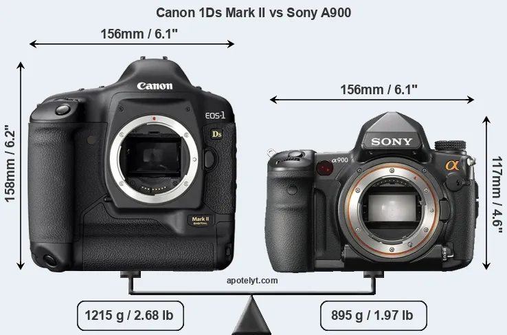 Size Canon 1Ds Mark II vs Sony A900