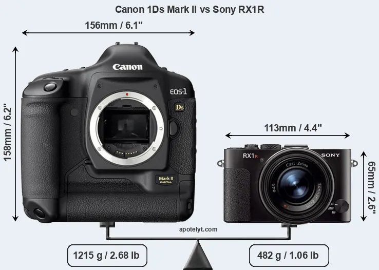 Size Canon 1Ds Mark II vs Sony RX1R