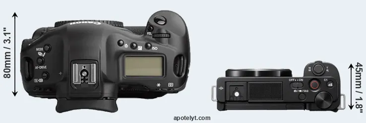 Compare 1Ds Mark II versus ZV-E10 top