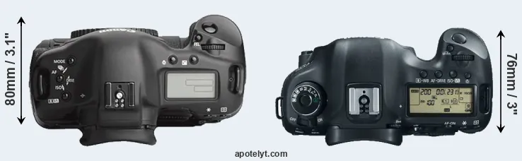 Compare 1Ds Mark III versus 5D Mark III top