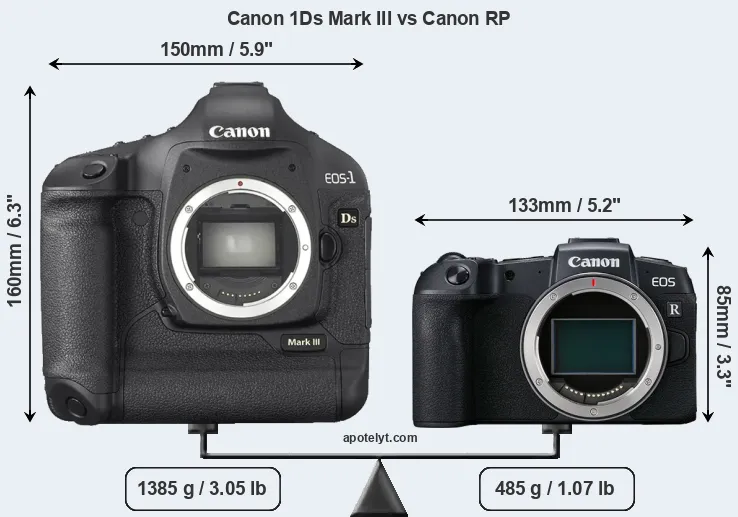 Size Canon 1Ds Mark III vs Canon RP