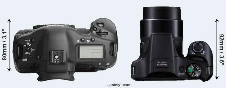 Compare 1Ds Mark III versus SX530 top