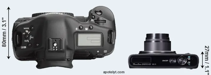 Compare 1Ds Mark III versus SX610 top