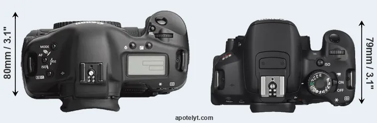 Compare 1Ds Mark III versus T4i top