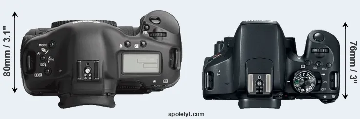 Compare 1Ds Mark III versus T7i top