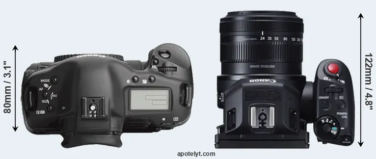 Compare 1Ds Mark III versus XC10 top