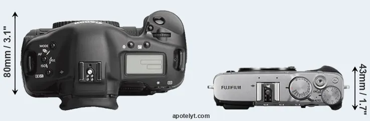 Compare 1Ds Mark III versus X-E3 top