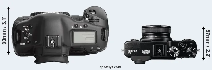Compare 1Ds Mark III versus X10 top