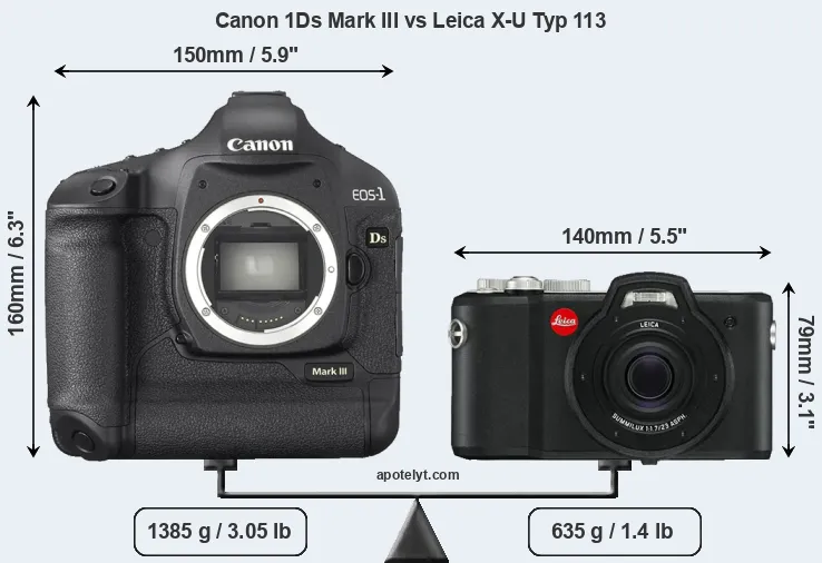 Size Canon 1Ds Mark III vs Leica X-U Typ 113