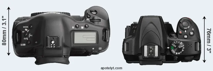 Compare 1Ds Mark III versus D3400 top