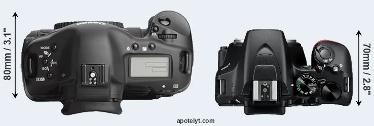 Compare 1Ds Mark III versus D3500 top