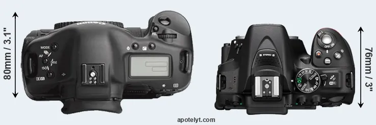 Compare 1Ds Mark III versus D5300 top