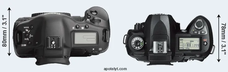 Compare 1Ds Mark III versus D70s top