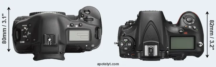 Compare 1Ds Mark III versus D810 top