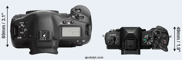 Compare 1Ds Mark III versus E-M10 IV top