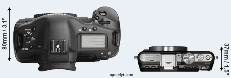 Compare 1Ds Mark III versus E-PL3 top
