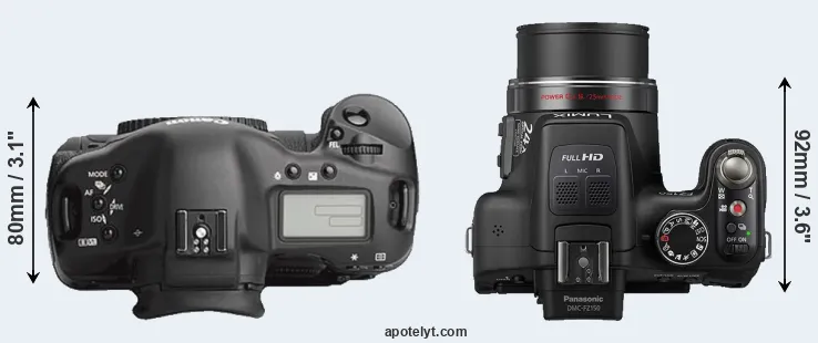 Compare 1Ds Mark III versus FZ150 top