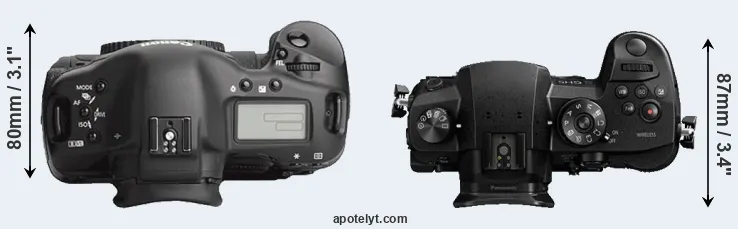Compare 1Ds Mark III versus GH5 top