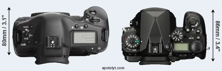Compare 1Ds Mark III versus K-1 top