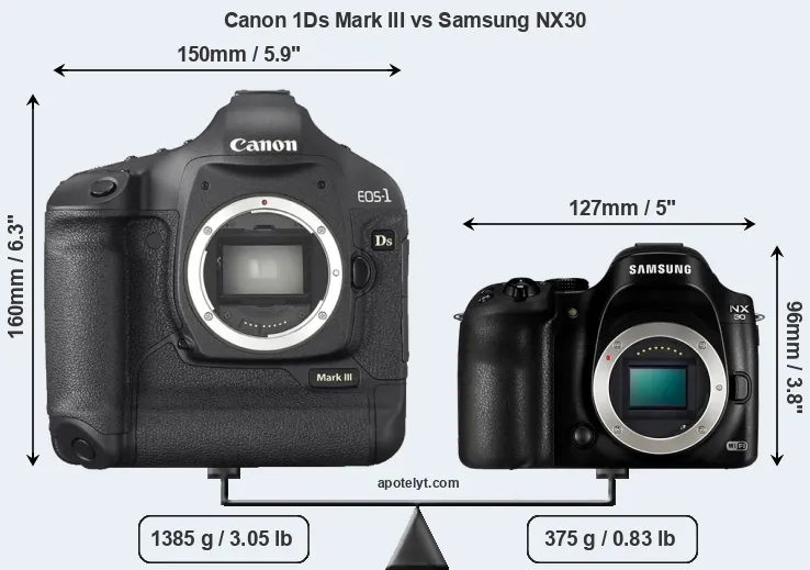 Size Canon 1Ds Mark III vs Samsung NX30