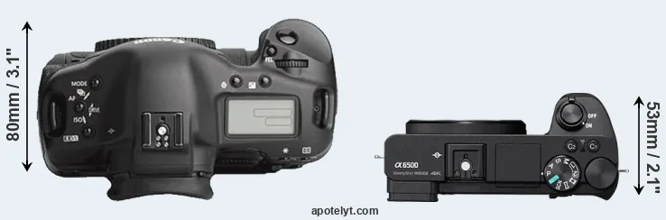 Compare 1Ds Mark III versus A6500 top