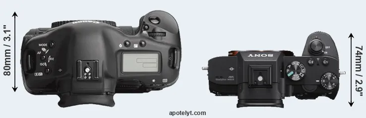 Compare 1Ds Mark III versus A7 III top