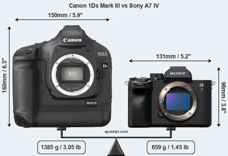 Size Canon 1Ds Mark III vs Sony A7 IV