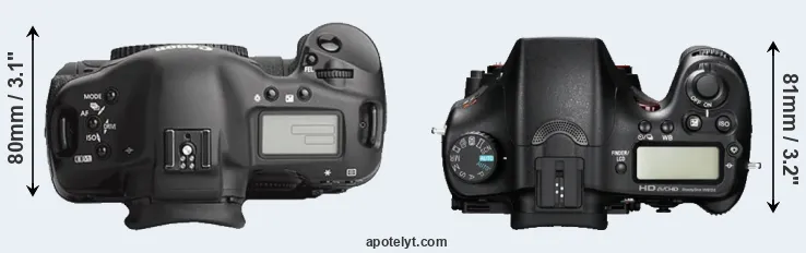 Compare 1Ds Mark III versus A77 top