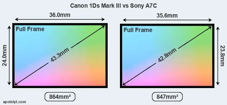 Canon 1Ds Mark III and Sony A7C sensor measures