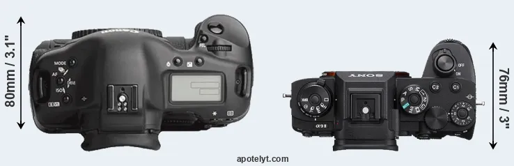 Compare 1Ds Mark III versus A9 II top