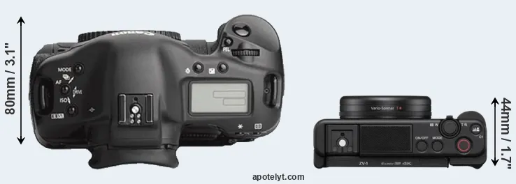 Compare 1Ds Mark III versus ZV-1 top