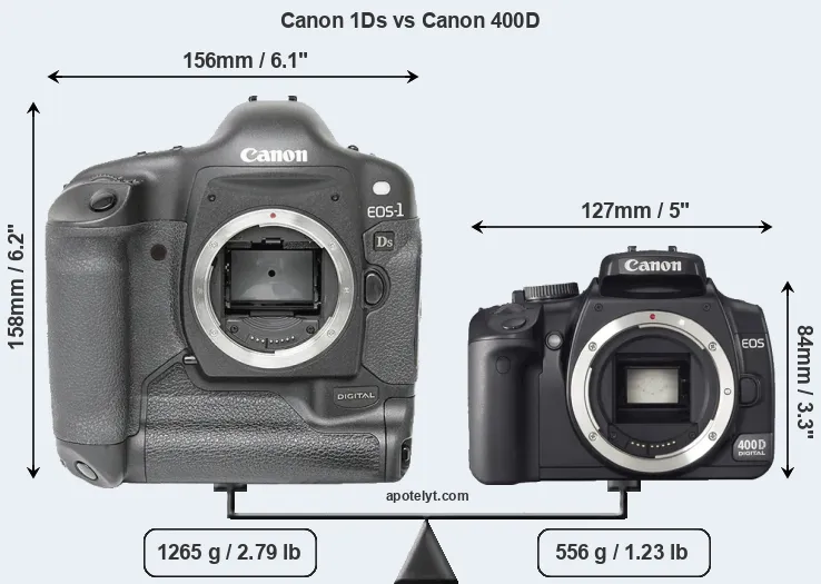Size Canon 1Ds vs Canon 400D