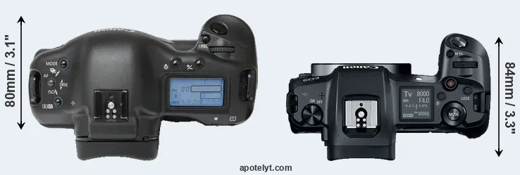 Compare 1Ds versus Canon R top