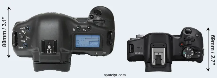 Compare 1Ds versus R50 top