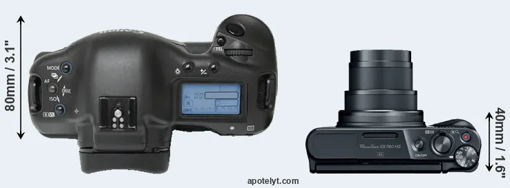Compare 1Ds versus SX740 top