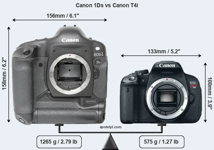 Size Canon 1Ds vs Canon T4i