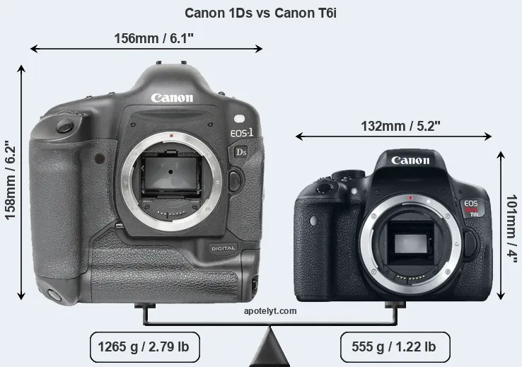 Size Canon 1Ds vs Canon T6i