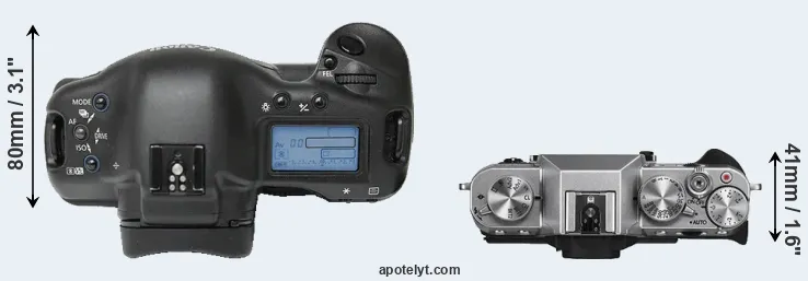Compare 1Ds versus X-T10 top